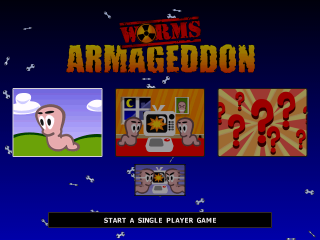 Worms Armageddon title screen for Playstation